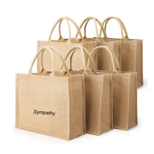 Customized logo Reusable Jute tote bag Eco Friendly linen shopping bag